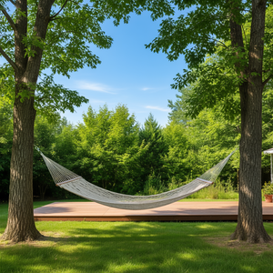 Hamaca Doble de 11.5 Pies con Barra Separadora de Madera Dura, Muebles de Exterior, Diseño Rústico, Color Blanco - Product Image 2