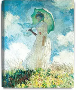 Woman with a Parasol (facing left) 1886 , Claude Monet Art Reproduction. Giclee Canvas Prints Wall Art for Home Decor