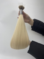 Extensiones de Cabello Nano Bead Rubias de 22 Pulgadas, Extensiones de Cabello Humano Ruso 100% Natural con Queratina Nano Link