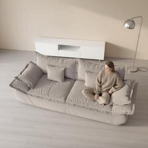 <span class=keywords><strong>Canapé</strong></span> nuage moderne 3 places, style voilier, avec assise profonde, confortable, rembourré <span class=keywords><strong>en</strong></span> chenille, sans structure, avec accoudoirs incurvés - Product Image 1