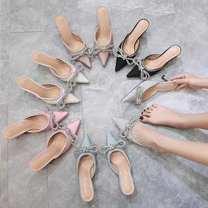 Décolleté scarpe diamante strass moda Sexy grande fiocco gattino <span class=keywords><strong>tacchi</strong></span> per le donne verde <span class=keywords><strong>e</strong></span> <span class=keywords><strong>argento</strong></span> sandalo <span class=keywords><strong>tacchi</strong></span> eleganti PU 1 paio - Product Image 5