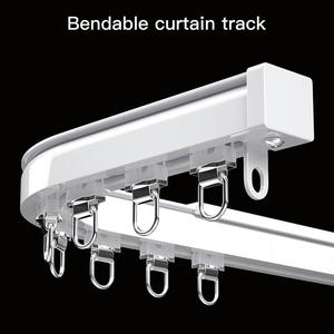 Rail de rideau simple en aluminium de haute qualité, moderne et courable, épaisseur 2 mm, pour plafond et mur, rail de rideau pliable en S - Product Image 1