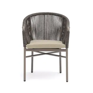 High Quality Large Leisure Balcony Out door Stackable Aluminium Dining Woven Rope Chair