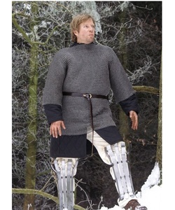 Haubergeon en maille de chaîne durable, finition naturelle, armure en maille de chaîne à anneaux ronds rivetés, maille en acier médiévale faite à la main pour le corps - Product Image 1
