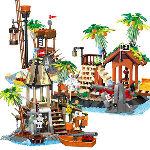 Niños Diy <span class=keywords><strong>Barco</strong></span> <span class=keywords><strong>Pirata</strong></span> Bahía personaje modelo bloques de construcción conjunto Stem juguetes educativos niños Navidad Halloween decoraciones regalo - Product Image 1