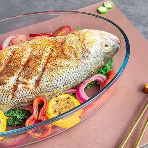 Piatto Ovale Trasparente in Vetro Borosilicato Temperato per Frutta e Dolci, Teglia da Forno 1.5L 2.0L 3.0L, <span class=keywords><strong>Vassoio</strong></span> in Vetro per Pesce - Product Image 5