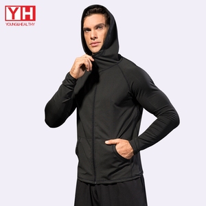 เสื้อผ้าออกกําลังกายกีฬาเสื้อกันหนาวหมวกผู้ชายสวมใส่ชายเครื่องแต่งกายออกกําลังกายเสื้อแขนยาวสลิมฟิตเสื้อกันหนาว Hoodies - Product Image 5