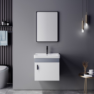 Muebles <span class=keywords><strong>de</strong></span> <span class=keywords><strong>Baño</strong></span> Modernos y Sencillos, <span class=keywords><strong>Pequeños</strong></span>, Montados en la Pared, Gabinete <span class=keywords><strong>de</strong></span> Madera Contrachapada con Lavabo y Espejo - Product Image 3