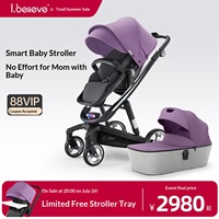 Poussette Bébé Aibeli Future 5S Smart Brake High Landscape avec Pneus en PU, Cadre Pliable en Alliage d'Aluminium I-S035A-1 pour Voyage de Nouveau-né