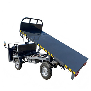 Chariot à plateau électrique bleu à 4 roues, corps en acier, véhicule de manutention industriel durable - Product Image 4