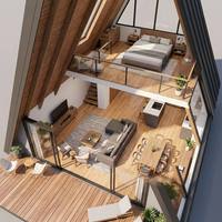 Villa Modulaire Préfabriquée de Luxe au Design Européen Moderne, Type A-Frame, 20ft 40ft, Maisonnette Portable avec Terrasse et Panneaux Sandwich