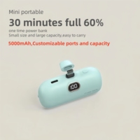 Mini Power Bank Jetable 5000mAh, Chargeur Magnétique Sans Fil Type-C 18W avec Affichage LED, Power Bank Capsule