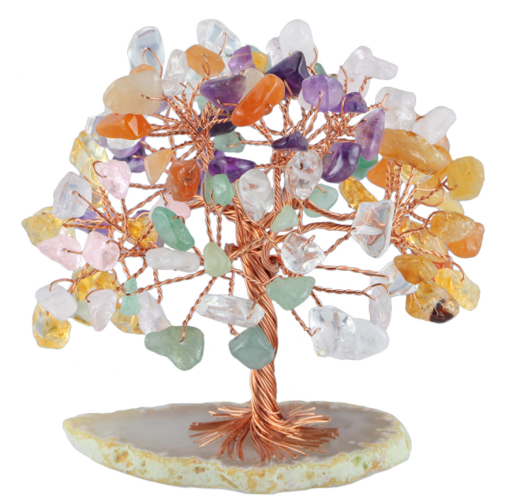 Wholesales Natural Gem Crystals Healing Stones Hand Made Lucky Crystal Tree For Christmas Decoration