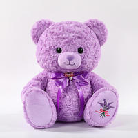 Aangepaste logo paarse beer knuffeldier Valentijnsdag lavendel teddybeer pluche speelgoed zachte beer figuur slaapkussen kussen