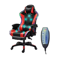 Chaise de gaming exécutive en cuir avec éclairage LED, massage 4D chauffant à 7 points et vérin à gaz à 3 positions