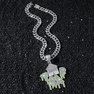 Nuevo Collar con Colgante de Letra Geométrica Chapado en Oro y Plata, Estilo Hiphop, con Características Únicas, en Oferta, para Hombre, Joyería de Moda - Product Image 2