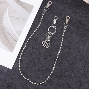 Cadena de cintura con cuentas de plata tibetana y llavero de esqueleto, estilo Hip Hop Punk, accesorio unisex para uso diario - Product Image 3