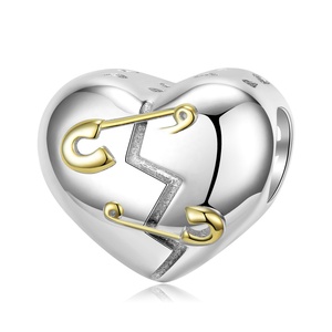 Pin y abalorios de plata con corazón rasgado, cuentas de Ley 925 auténticas para mujer, joyería fina, pulseras con dijes, accesorio, triangulación de envíos - Product Image 1