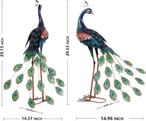Outdoor Metal <strong>Peacock</strong> Ornament Brown Powder Coated Handmade Garden Decor For Home Patio Yard - Product Image 4