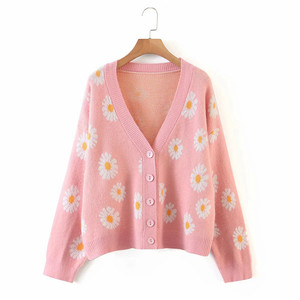 Cárdigan con estampado Floral para <span class=keywords><strong>Mujer</strong></span>, suéter <span class=keywords><strong>de</strong></span> <span class=keywords><strong>punto</strong></span>, <span class=keywords><strong>jersey</strong></span> <span class=keywords><strong>de</strong></span> manga larga con cuello <span class=keywords><strong>de</strong></span> pico, cárdigan holgado <span class=keywords><strong>de</strong></span> gran tamaño para <span class=keywords><strong>Mujer</strong></span>, abrigo informal, <span class=keywords><strong>Jersey</strong></span> para <span class=keywords><strong>Mujer</strong></span> - Product Image 3
