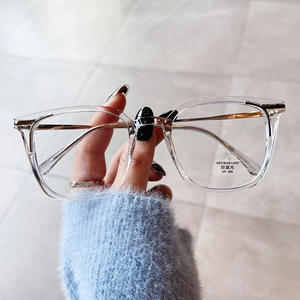 Montures de lunettes Qianai Square TR90 anti-lumière bleue, protection UV, unisexe, monture complète, verres PC, design irrégulier - Product Image 5