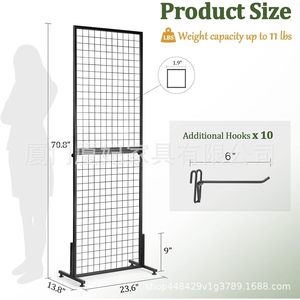 <b>Wire</b> <b>Grid</b> Panel Display Rack 6x2 Ft Black Carbon Steel For Craft Show Outdoor Use - Product Image 5