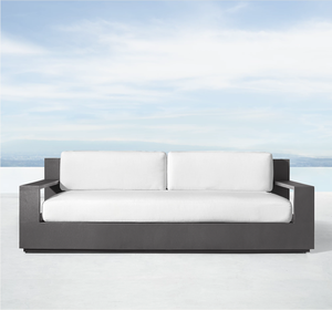 Canapé en aluminium avec tissu imperméable et foyer Ensemble canapé de patio <span class=keywords><strong>villa</strong></span> moderne de luxe <span class=keywords><strong>Marbella</strong></span> - Product Image 2