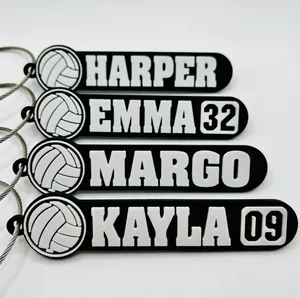 Tas pribadi charm tag Hadiah nama logo sepak bola bola bola voli bisbol basket pvc plastik dicetak gantungan kunci kustom 3d gantungan kunci