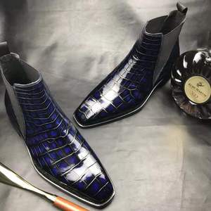 Bottes pour hommes tendance, grandes tailles, en cuir de crocodile véritable, bottes à la cheville, chaussures pour hommes, bottes <span class=keywords><strong>Chelsea</strong></span> personnalisées de haute qualité - Product Image 3