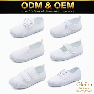 ODM OEM Wholesale Pure White Canvas Sneakers Size 22-41 Slip On/Velcro/Lace up School Uniform White Shoes Breathable Non Slip
