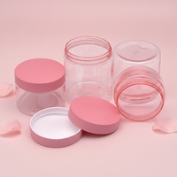 Bocaux cosmétiques cylindriques en plastique givré de luxe avec logo personnalisé, 150 ml, 200 ml, 250 ml, vides, avec couvercles roses à vis, pour lotions de soin de la peau et soins des yeux