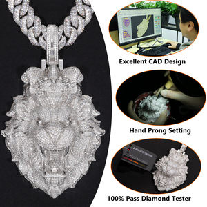 Joyería de fiesta de rapero de lujo personalizada VVS Baguette Moissanite Diamond Iced Out Custom Cross Charm colgante collar - Product Image 6