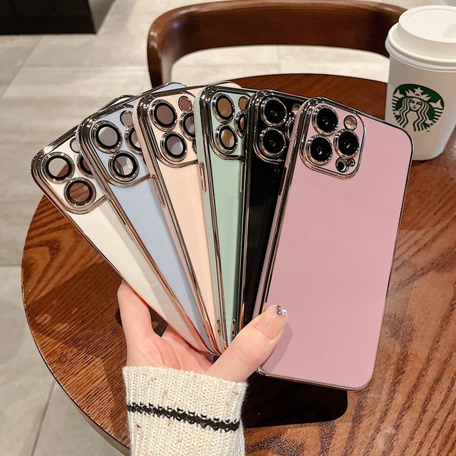Luxury Soft TPU Plating Cell Phone Case for iPhone 15 12 13 14 Pro Max Xs XR Max 7 8 Plus Lens Protection Silicone Mobile Cover