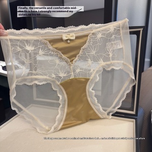 Lussuosi slip in rete a vita media Nude e morbida e traspirante da ragazza di lusso squisito Bikini in seta dolce comodo - Product Image 2