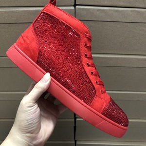 Sepatu Olahraga Kulit Asli Berlapis Jala Musim Dingin Sol Merah Rivet Terbaru 2026, Sepatu Jalan Pria Wanita High Top - Product Image 5