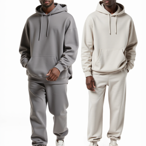 TKAN699 Veste pull-over personnalisée pour hommes Pantalon de sport Jogging pour hommes Survêtement Sweats à capuche gaufrés pour hommes Ensemble survêtement 2 pièces - Product Image 1