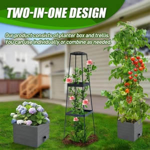 Bacs de jardin surélevés avec treillis <span class=keywords><strong>pour</strong></span> plantes grimpantes, légumes et cage à <span class=keywords><strong>tomates</strong></span> - Product Image 5