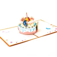 Groothandel Gekleurde Vlinder Circulaire Celebration Cake Papier 3D Pop Up Verjaardag Wenskaart