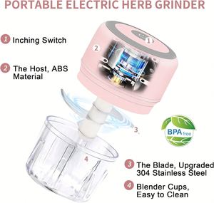Hot Sale <b>Mini</b> Electric USB Charging Steel Garlic Crusher Press Multi-Purpose Fruit Vegetable Blender <b>Grinder</b> Electric Tools - Product Image 2