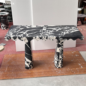 Lander Stone Noir Grand Antique <strong>Marble</strong> <strong>Console</strong> <strong>Table</strong> for Home Living Room Hotel Nature Stone Mable <strong>Console</strong> <strong>Table</strong> - Product Image 2