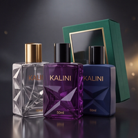 Flacon de parfum de luxe de marque privée, 50 ml, vide, en verre carré, avec atomiseur à fine brume, forme carrée, pour hôtel, avec boîte
