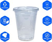 Gobelets Personnalisables Transparents en PET 12oz 16oz avec Couvercles, pour Emballage Alimentaire à Emporter ou Livrer, Jetables pour Parfait et Yaourt