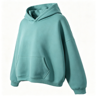 Sweat-shirt à capuche court et ample vert menthe avec logo personnalisé, épaules tombantes, vente en gros, streetwear décontracté