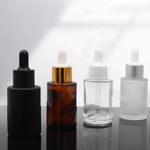 30ml Luxury empty cosmetic frosted clear amber glass essential oil bottle serum dropper bottle