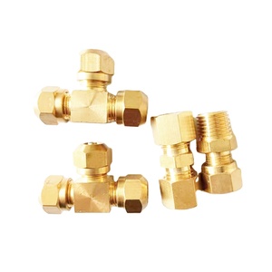 Unión en T de compresión de latón, Conector de 3 vías, tubo de 1/4 ", manga de ferrels de compresión de latón macho, conector rápido de tres vías - Product Image 1