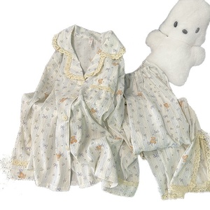 <span class=keywords><strong>Pigiama</strong></span> Lijia in Stile Coreano Retrò con Stampa di Orsacchiotto, Cardigan Aperto con Bordo in Pizzo per Primavera e Autunno, <span class=keywords><strong>Pigiama</strong></span> Dolce da Donna - Product Image 5