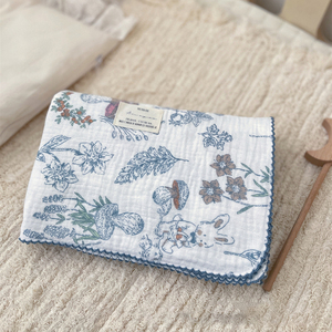 사용자 정의 라벨 100% 코튼 슈퍼 소프트 모슬린 면 흡수 인쇄 꽃 포대 신생아를 위한 담요를 받고 - Product Image 6