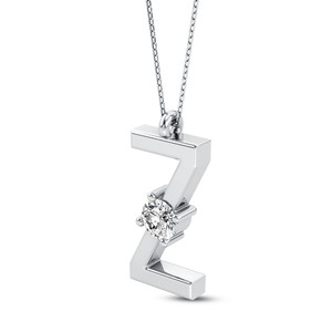 Colgante de Alfabeto de la A a la Z de Primera Calidad, Diamantes Cultivados en Laboratorio VVS VS EF, Plata de Ley 925 con Acabado en Oro, Personalizado - Product Image 4