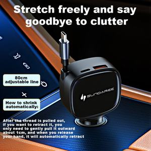 <span class=keywords><strong>3</strong></span> in 1 84W Pengisi Daya Mobil Otomatis Teleskopik Baru PD Pengisian Cepat Pengisi Daya Mobil Retractable Grosir Kustomisasi - Product Image 2