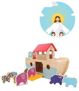 Leaderjoy Nouvel ensemble d'animaux en bois colorés de l'Arche de Noé, jouet éducatif pour enfants - Product Image 2